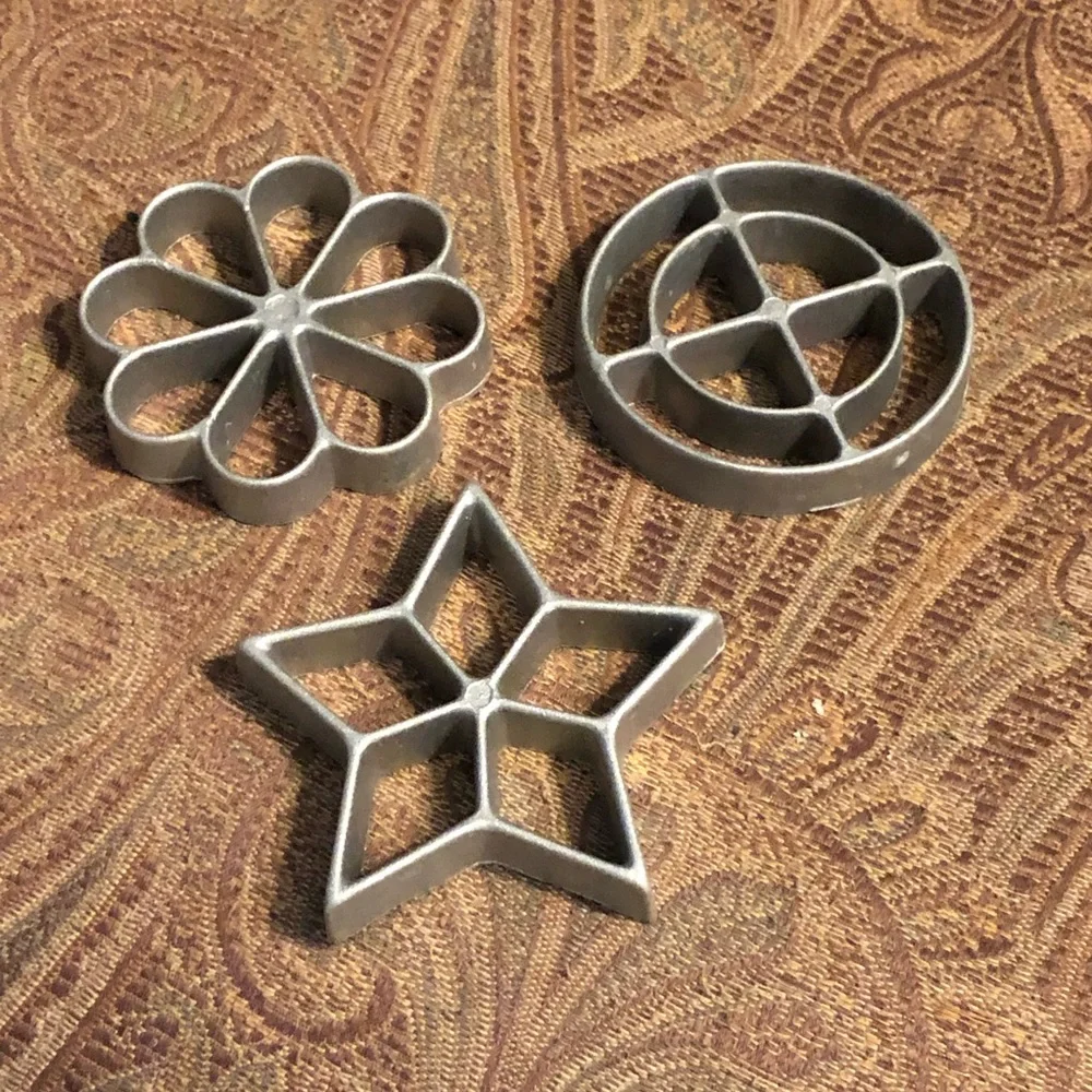 Aluminum Cookie Cutters and Press Set - Silver with Red Accents